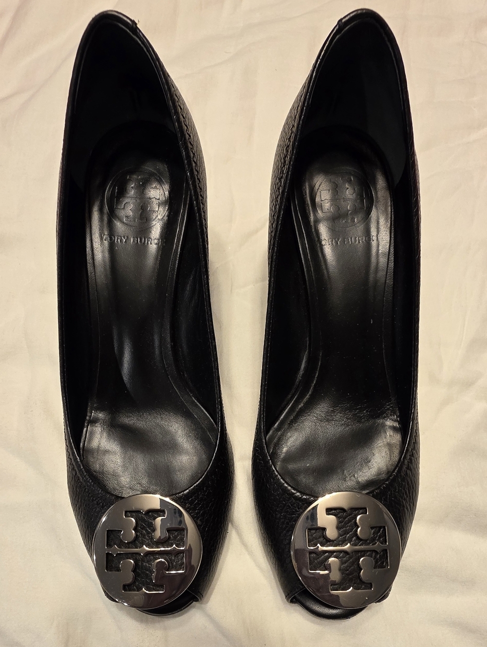 Tory Burch Black Leather Wedge